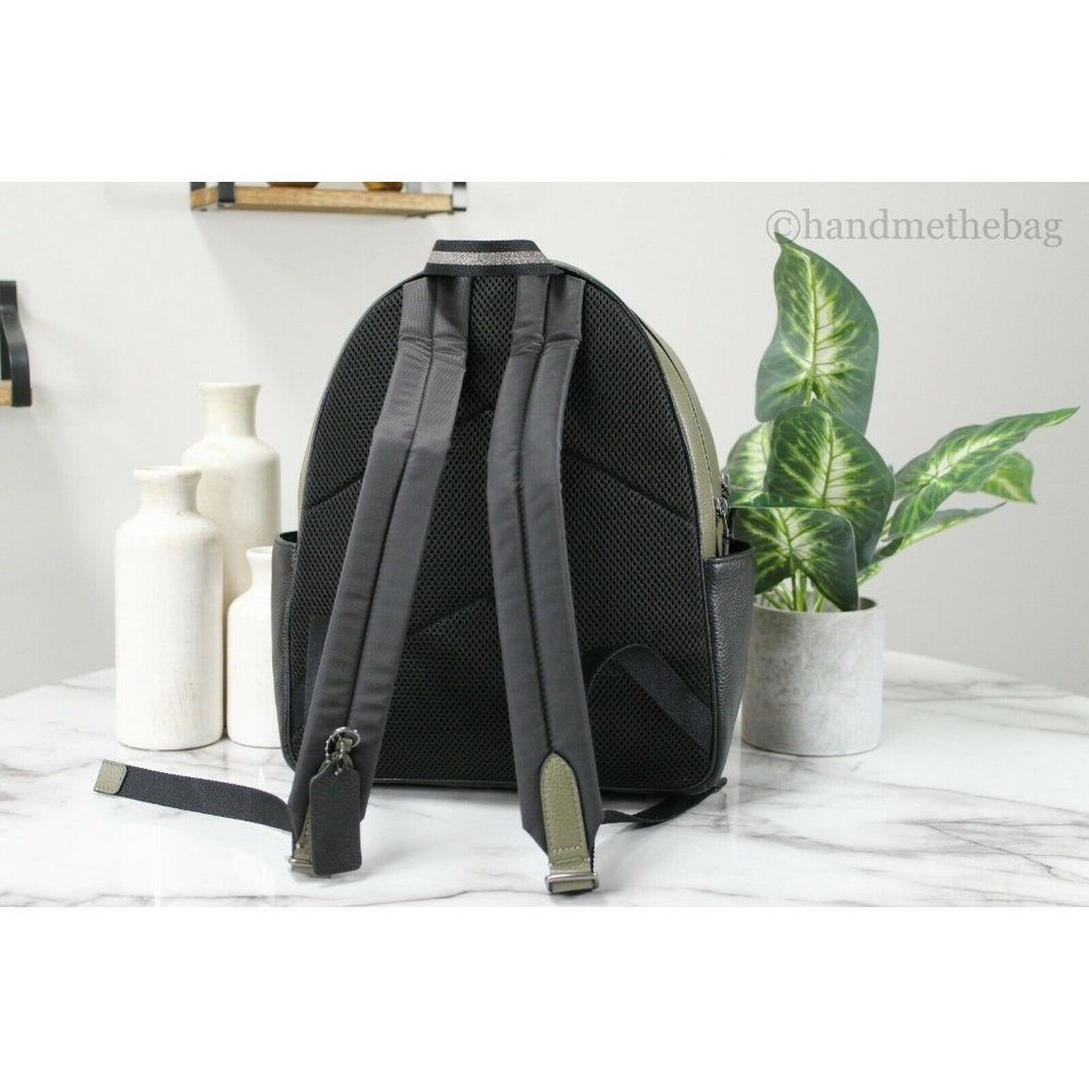 NWT Coach Court Kelp Multi Colorblock Medium Pebbled Leather Backpack Book Bag - Picture 3 of 6